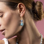 MurrinaMurano.us Blush Collection drop earrings with blue Murano glass beads and 18KT gold finish over brass.