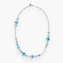 MurrinaMurano.us Blush Collection opera necklace with blue and beige Murano glass beads on a light green cord.