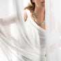 MurrinaMurano.us Easy Collier Necklace with Murano Glass beads in blue, green, and yellow, 18KT gold finish over brass.