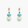 MurrinaMurano.us Evoque Collection drop earrings with stacked light green and turquoise Murano glass beads, 18KT gold finish brass details.