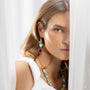 MurrinaMurano.us Evoque Collection drop earrings with stacked light green and turquoise Murano glass beads, 18KT gold finish.