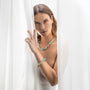 MurrinaMurano.us Evoque bracelet with mixed aqua, green, and yellow Murano glass beads and gold-finished brass accents.