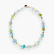 MurrinaMurano.us Evoque Collection choker with Murano glass beads in blue, green, and clear hues, accented with 18kt gold finish over brass elements.