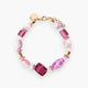 MurrinaMurano.us Evoque bracelet with pink Murano glass beads, 18kt gold finish over brass accents, and stainless steel components.