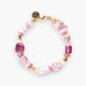 MurrinaMurano.us Evoque bracelet with pink Murano glass beads, 18kt gold finish over brass accents, and stainless steel clasp. Adjustable length.