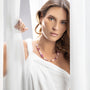 MurrinaMurano.us Evoque Collection necklace with pink Murano glass beads and gold-plated brass accents.