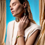 MurrinaMurano.us gold link drop earrings with green Murano glass beads and matching bracelet with colorful glass beads.