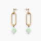 MurrinaMurano.us gold finish link drop earrings with mint green Murano glass beads and light blue accents. Contemporary Italian design.