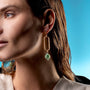 MurrinaMurano.us gold link drop earrings with light green Murano glass bead and crystal accents.