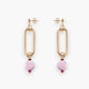 MurrinaMurano.us gold link drop earrings with oval textured links and light pink Murano glass beads.