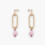 MurrinaMurano.us gold link drop earrings with oval textured links and light pink Murano glass beads.
