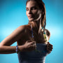 MurrinaMurano.us bracelet with blue and green Murano glass beads and gold accents. Handcrafted in Italy.