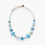 MurrinaMurano.us Blush Collection Murano glass collier necklace with blue, beige, and grey beads and gold-tone clasp.