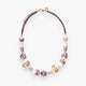 MurrinaMurano.us Blush Collection Murano glass collier necklace with purple and white marbled beads and gold finish accents.