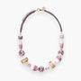 MurrinaMurano.us Blush Collection Murano glass collier necklace with purple and white marbled beads and gold accents.