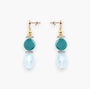 MurrinaMurano.us Evoque Drop Glass Crystal Earrings with teal and clear faceted beads, gold finish. Italian artistry.