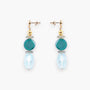 MurrinaMurano.us Evoque Drop Glass Crystal Earrings with teal and clear faceted beads, gold finish. Italian artistry.