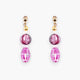 MurrinaMurano.us Evoque drop earrings with layered pink Murano glass beads and 18KT gold finish brass accents.