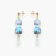 MurrinaMurano.us Blush Collection drop earrings with blue Murano glass beads, chain detail, and gold finish.