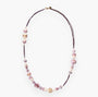MurrinaMurano.us Blush Collection opera necklace with pink and cream Murano glass beads and gold accents, 31.5 inches long.