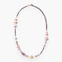MurrinaMurano.us Blush Collection opera necklace with pink and cream Murano glass beads and gold accents, 31.5 inches long.